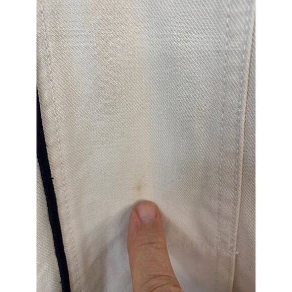 New VTG Rare Tommy Hilfiger S Military Denim Coat Logo Buttons Cream RHH10579 - Picture 12 of 12